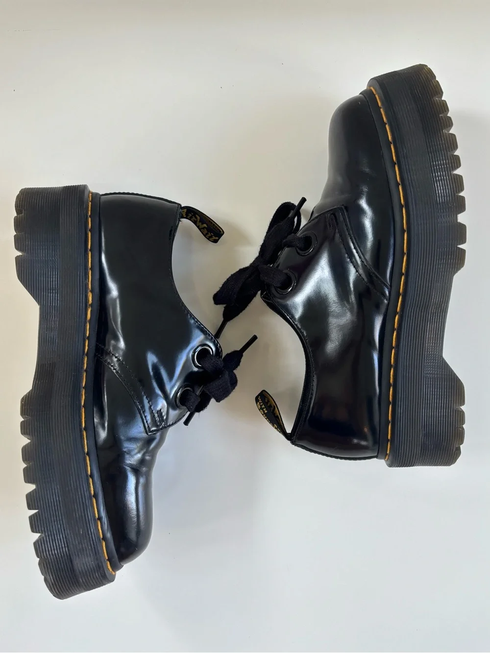 Dr. Martens Women's Black Holly Women's Leather Platform Shoes Size US 8 EU39